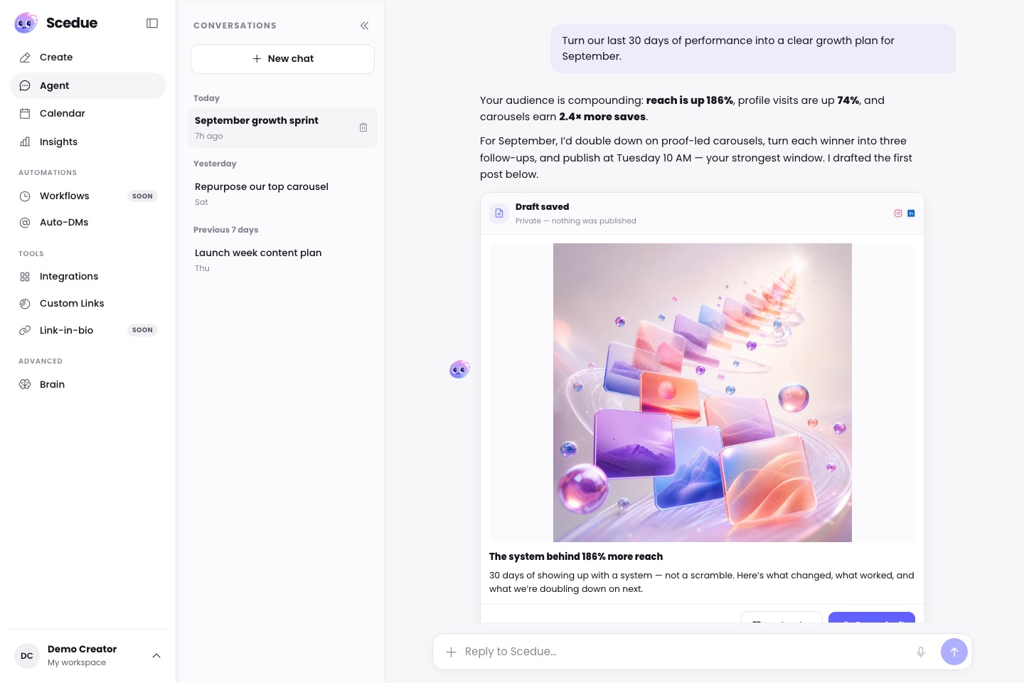 Scedue Agent workspace