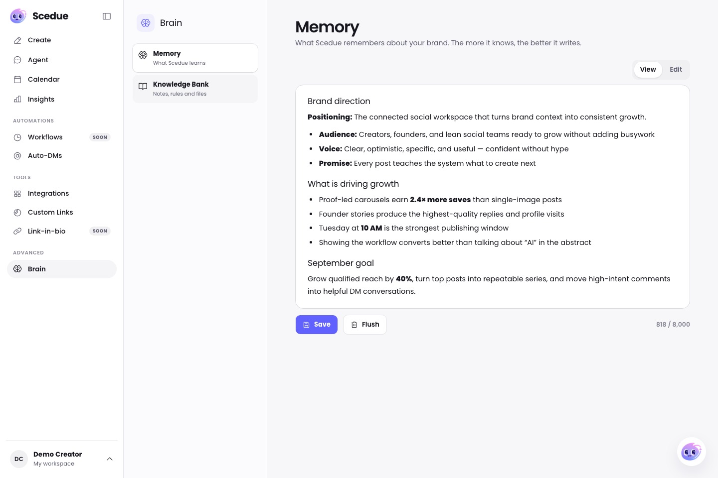 Scedue AI Head of Content brain visualization